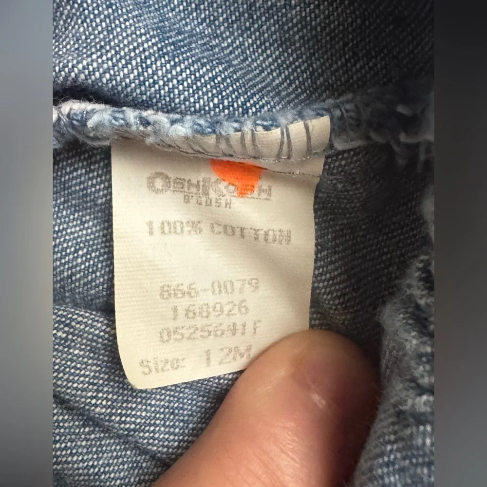 Oshkosh B’Gosh Vintage Denim Overalls with Bow Size 12m